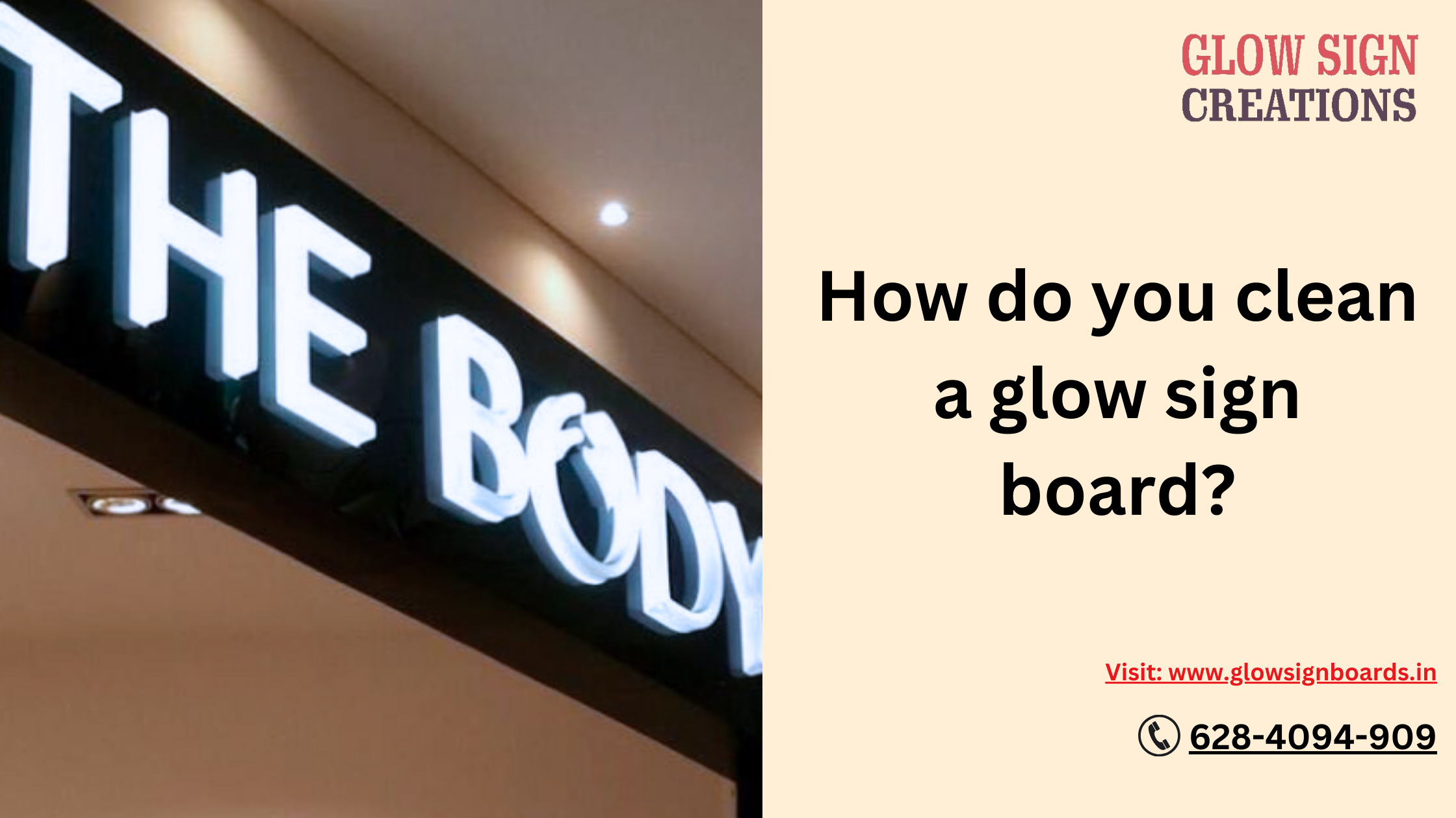 how to clean a glow sign board
